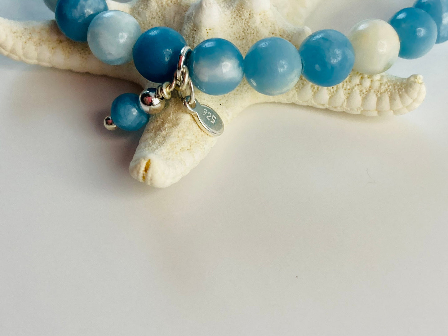 Larimar & Sterling Silver Stretch Bracelet
