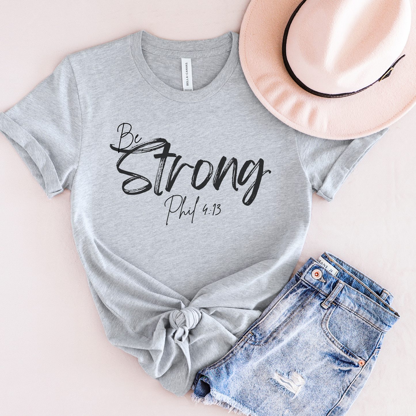 Be Strong Christian Tee, Philippians 4:13 T-Shirt Bible Verse Graphic Shirt, Inspirational Quote Clothing,