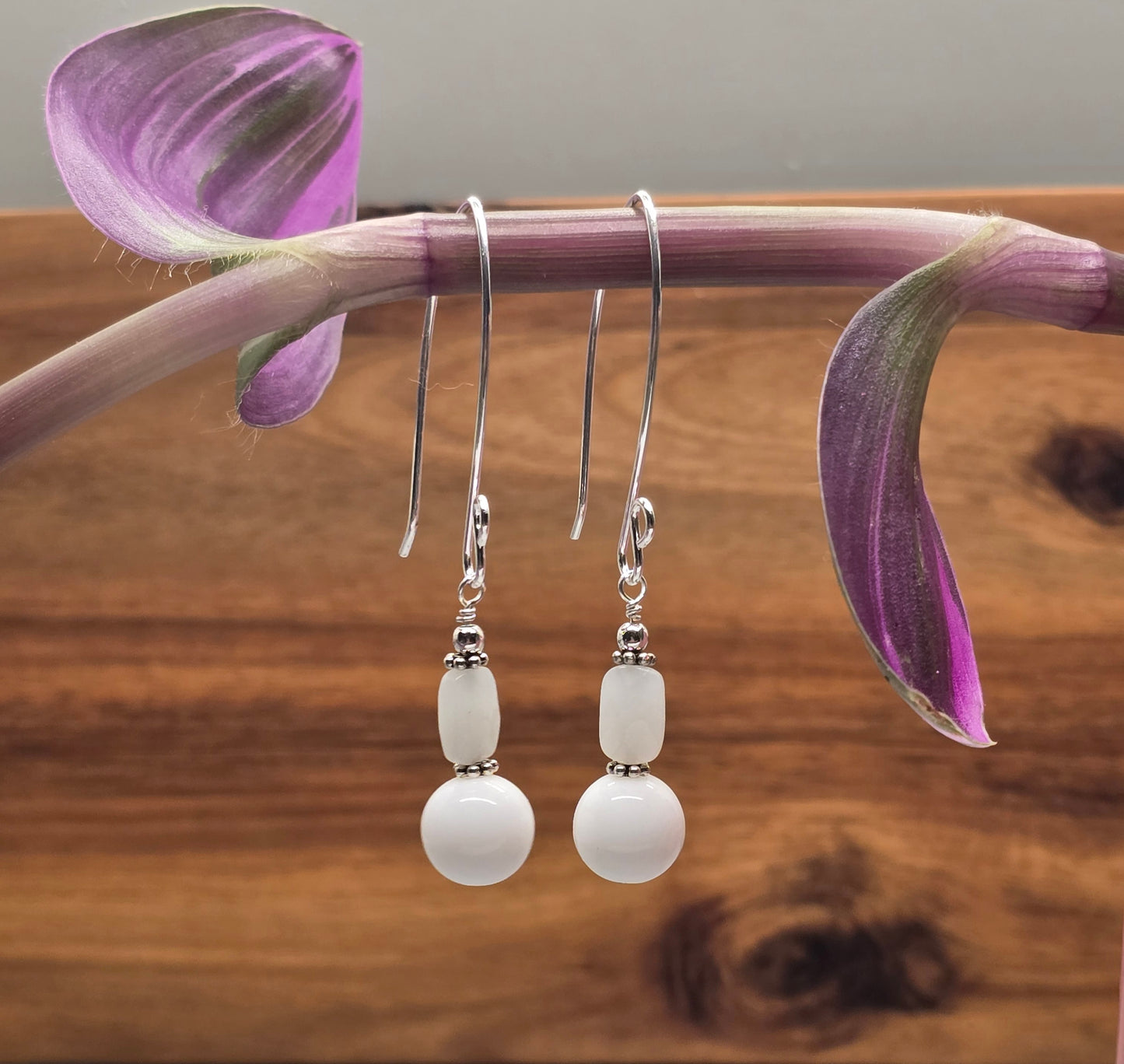 Amazonite and White Agate Earrings