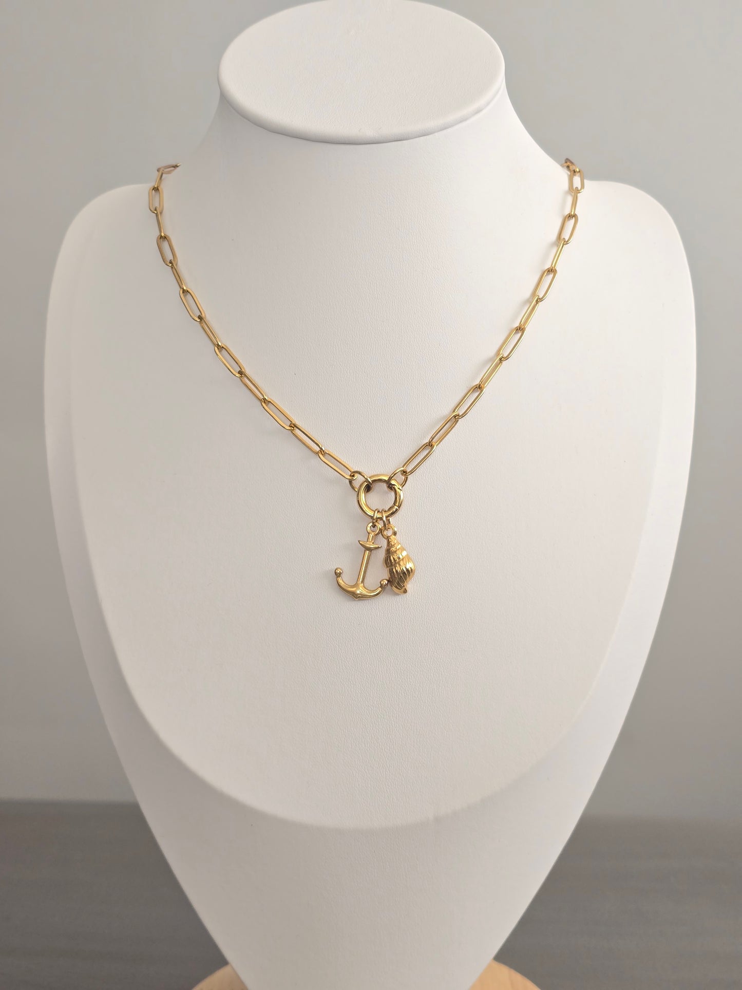 Nautical Charm Paperclip Chain Necklace