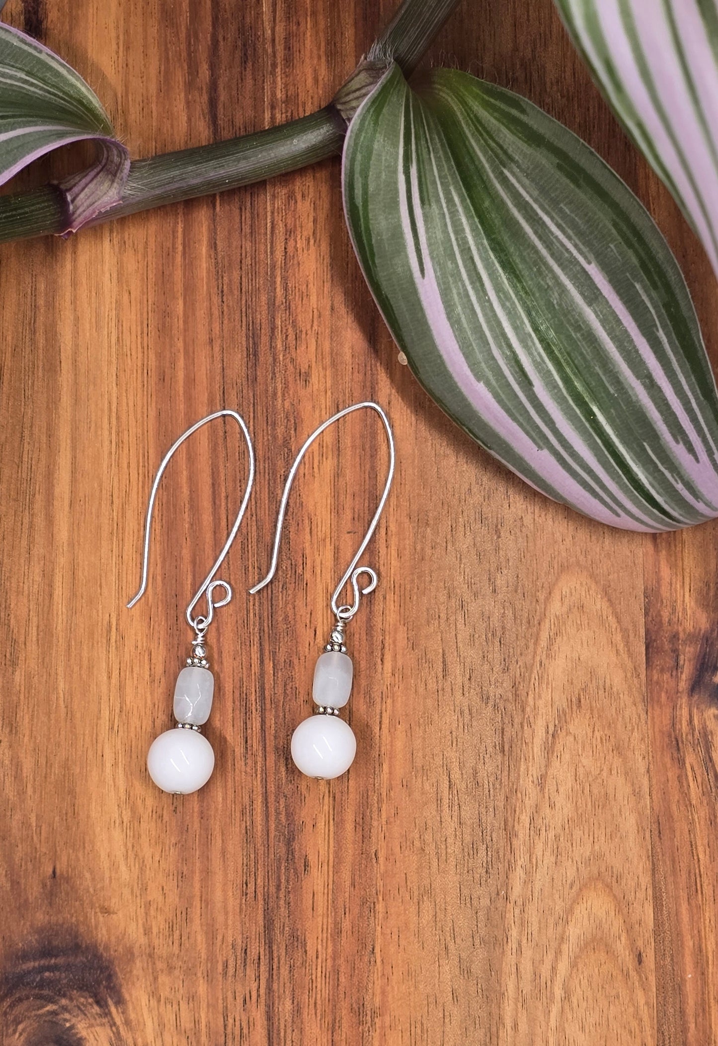 Amazonite and White Agate Earrings