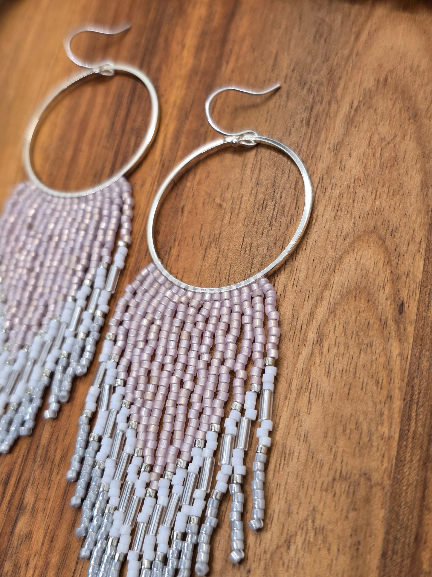 Pink and Silver Fringe Earrings