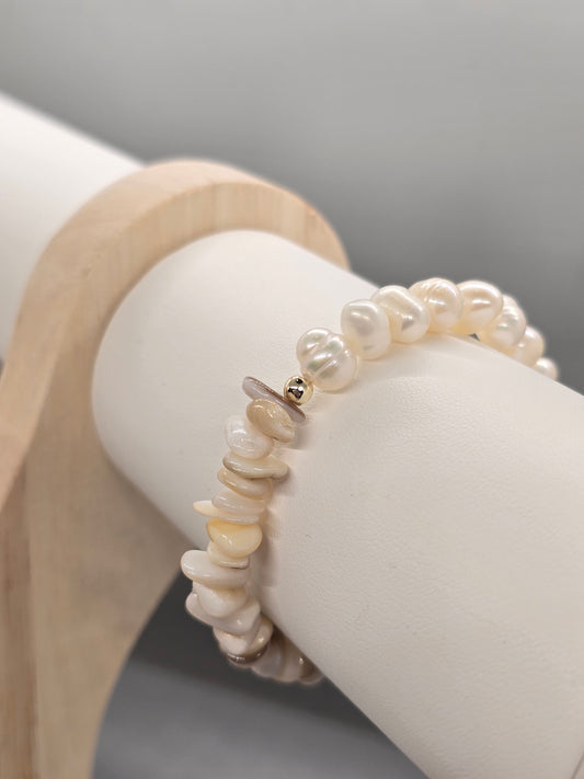 Freshwater Pearl and Shell Bracelet