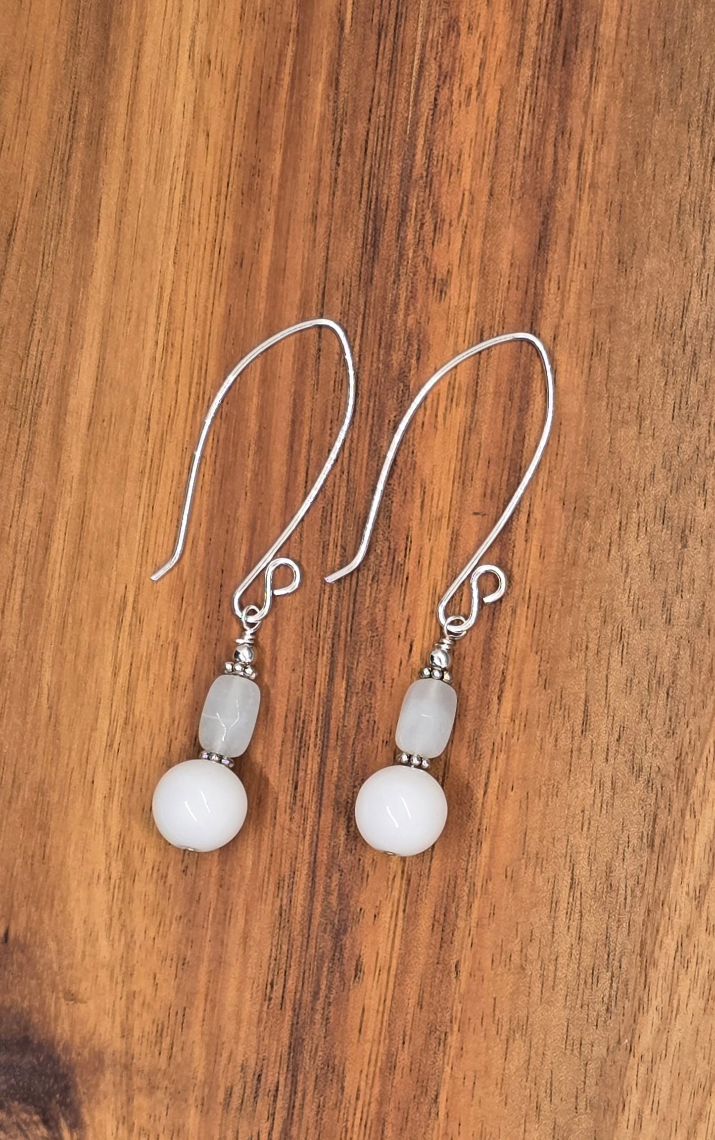 Amazonite and White Agate Earrings