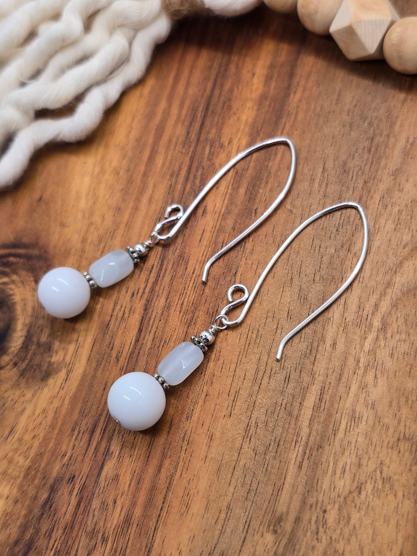 Amazonite and White Agate Earrings