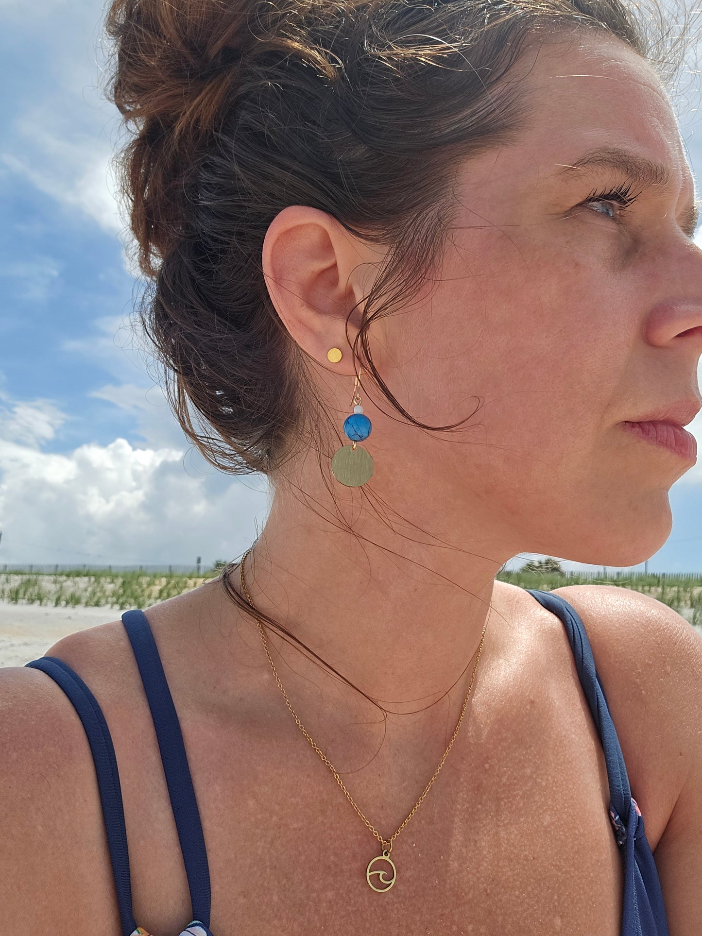 Turquoise Disc Earrings