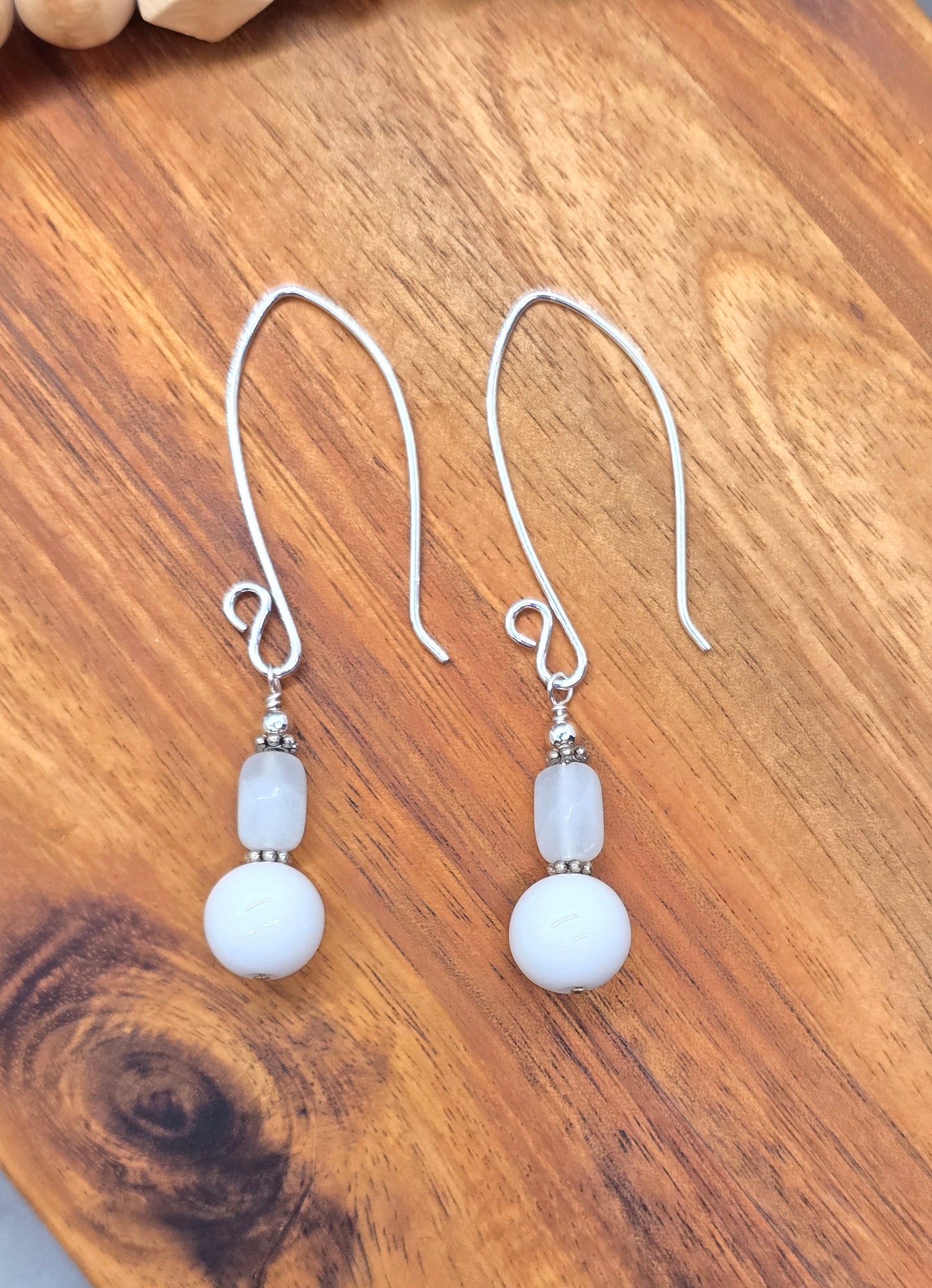 Amazonite and White Agate Earrings
