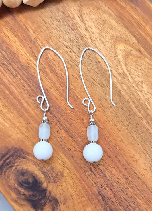 Amazonite and White Agate Earrings