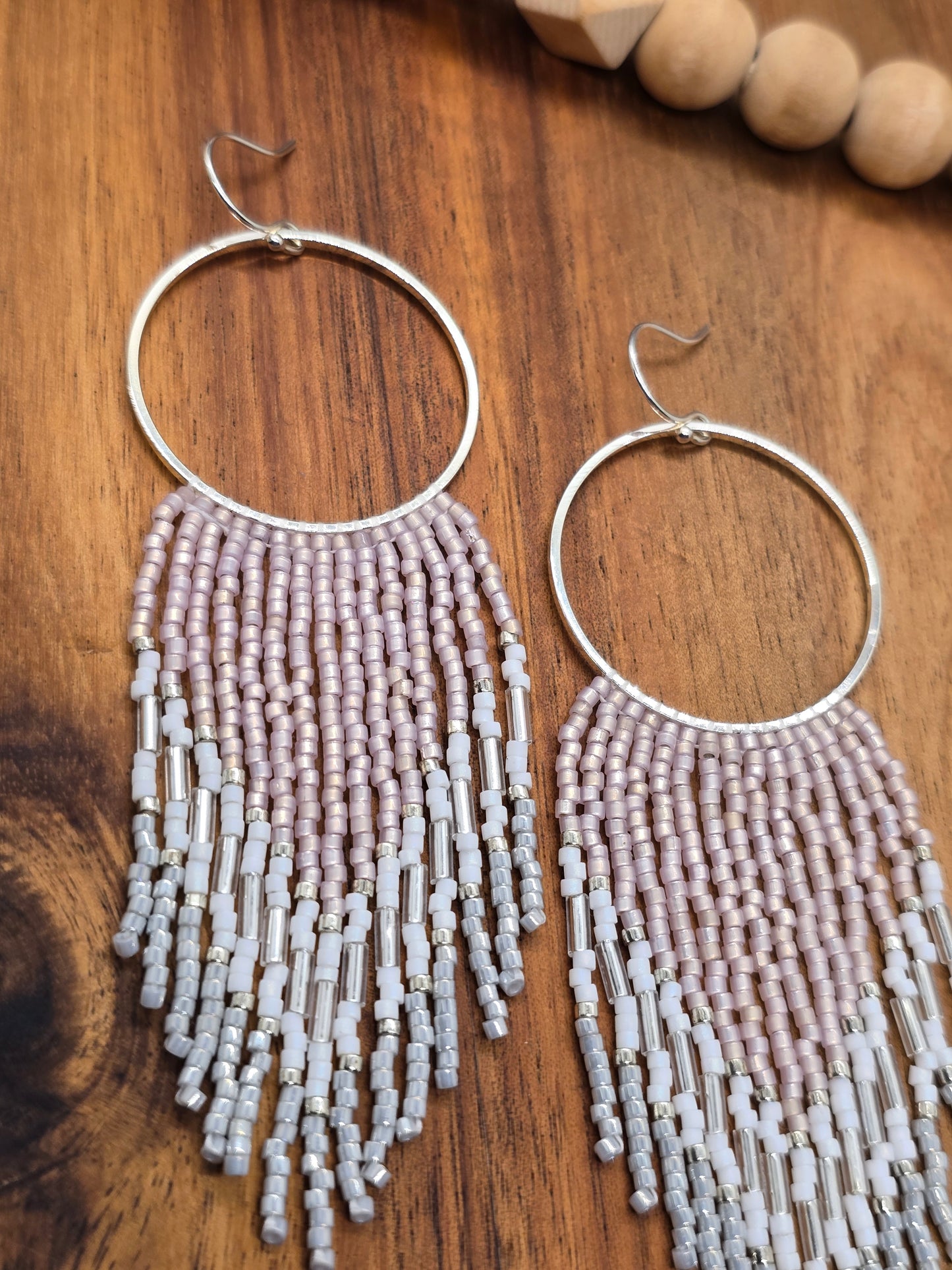 Pink and Silver Fringe Earrings