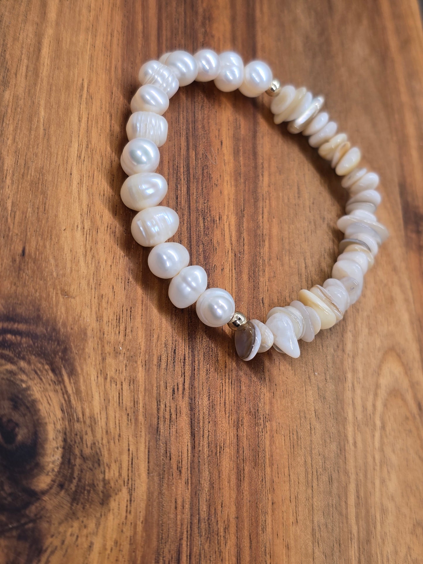 Freshwater Pearl and Shell Bracelet