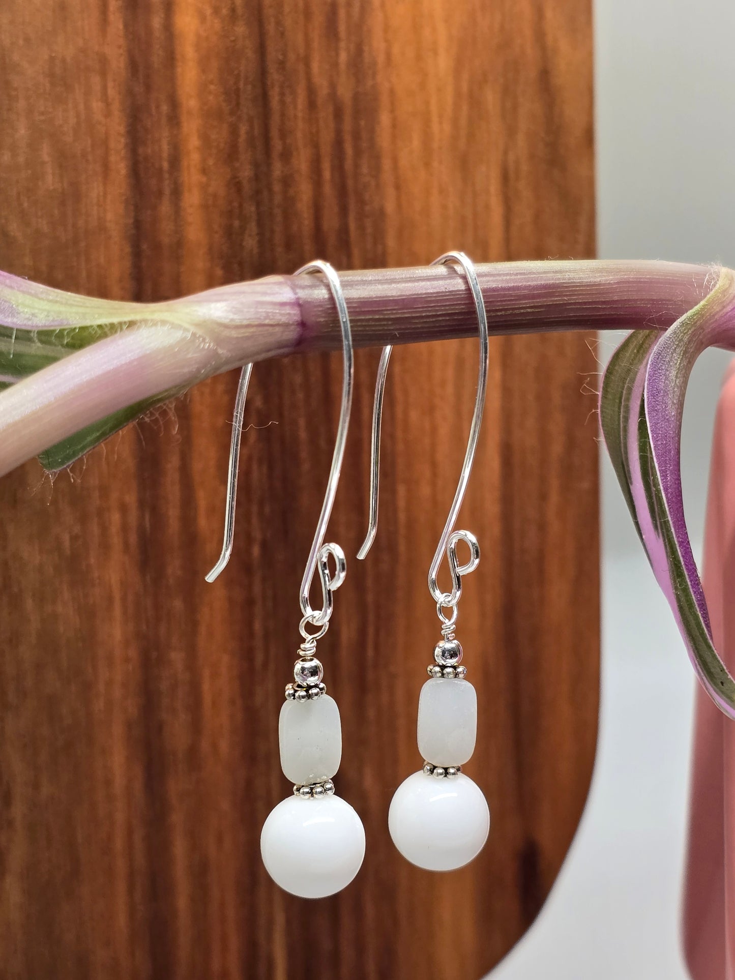 Amazonite and White Agate Earrings