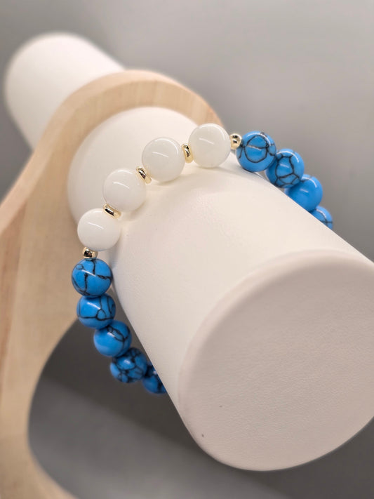 Turquoise and White Agate Bracelet