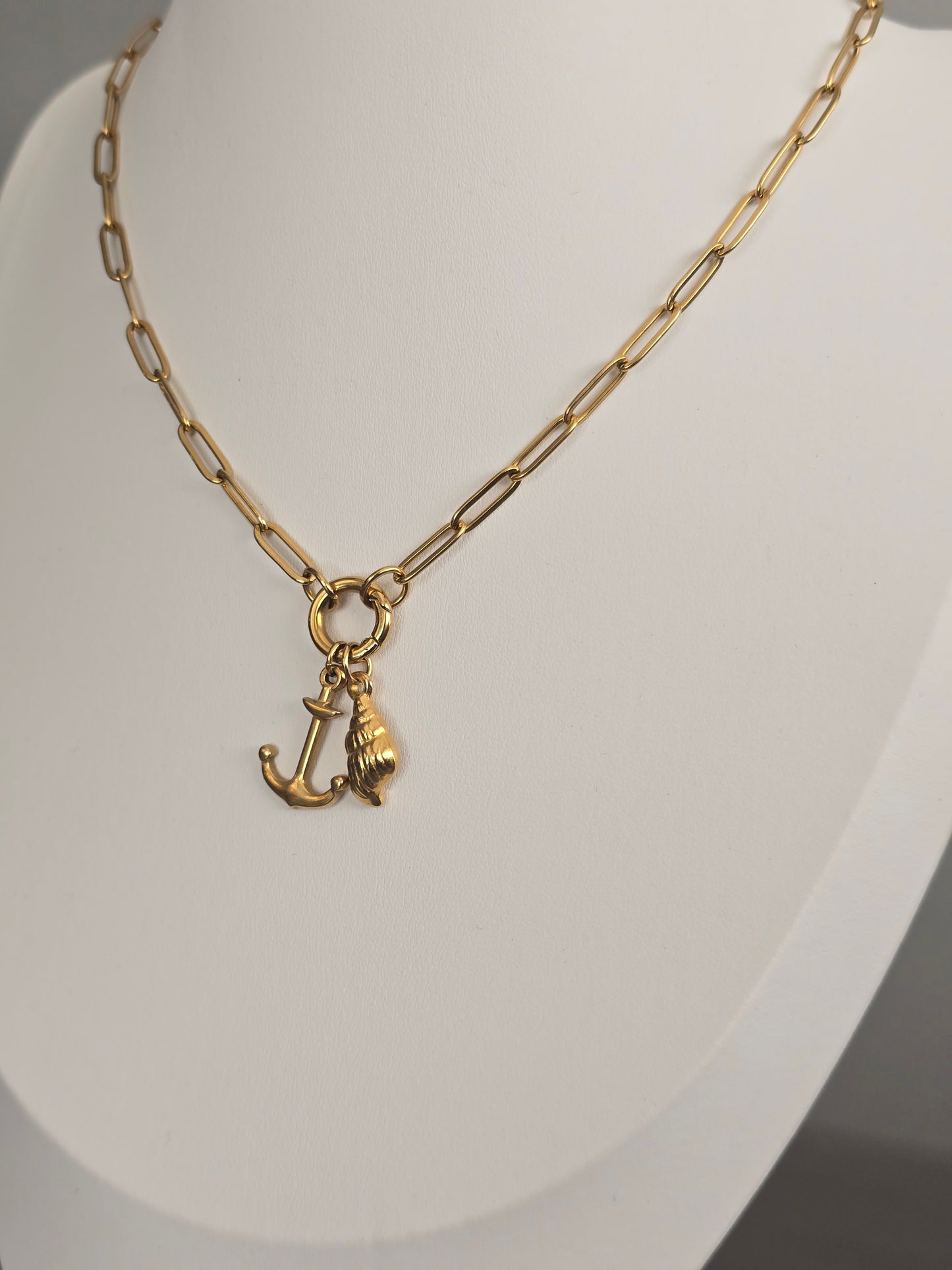 Nautical Charm Paperclip Chain Necklace