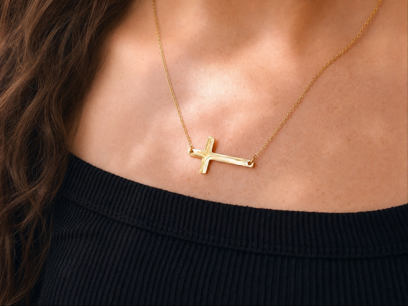 Horizontal Cross Necklace